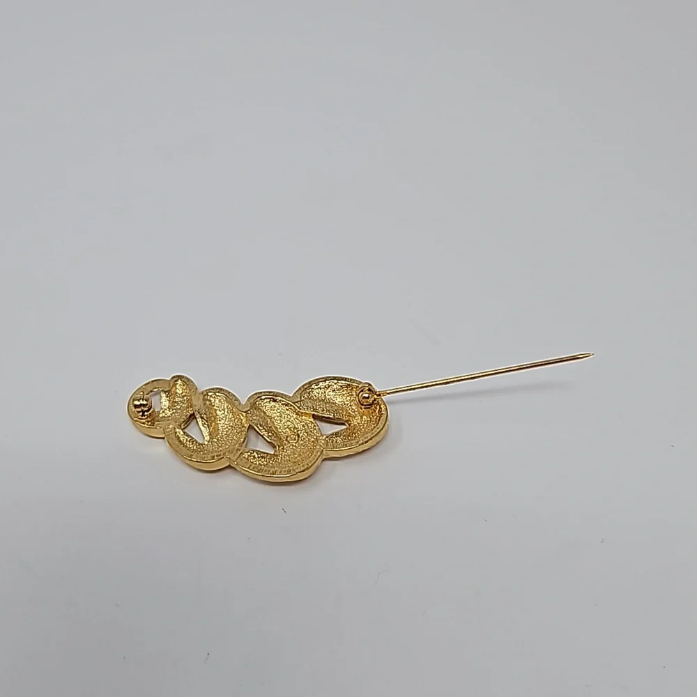 Avon Gold Tone Swirl Brooch Pin Textured